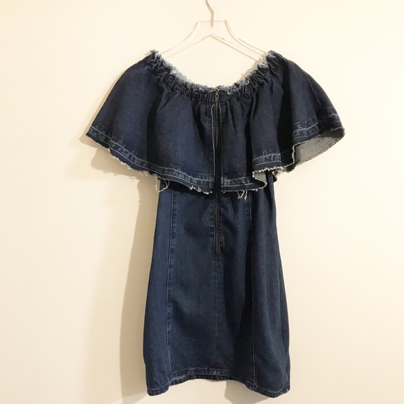 JOA Los Angelos Off Shoulder Denim Dress, Lg NWOT - Picture 8 of 8